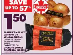 Independent Grocer FARMER'S MARKET CARROTS OR YELLOW ONIONS, 3 LB BAG offer