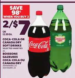 Independent Grocer COCA-COLA OR CANADA DRY SOFT DRINKS, 2 L offer