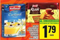 Food Basics PARLE ELAICHI OR MILK RUSKS, NATIONAL CUSTARD POWDER offer