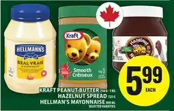 Food Basics KRAFT PEANUT BUTTER, HAZELNUT SPREAD, HELLMAN'S MAYONNAISE offer