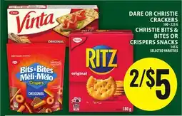Food Basics DARE OR CHRISTIE CRACKERS, CHRISTIE BITS & BITES OR CRISPERS SNACKS offer