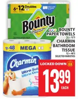 Food Basics BOUNTY PAPER TOWELS, CHARMIN BATHROOM TISSUE offer