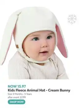 Toys R us Kids Fleece Animal Hat - Cream Bunny offer