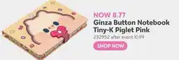 Toys R us Ginza Button Notebook Tiny-K Piglet Pink offer