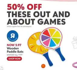 Toys R us Wooden Paddle Bats offer