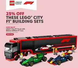 Toys R us LEGO City F1 Truck with RB20 AMR24 f1 Cars offer