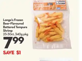 Longo's Longo's Frozen Beer-Flavoured Battered Tempura Shrimp offer