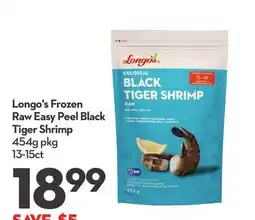 Longo's Longo's Frozen Raw Easy Peel Black Tiger Shrimp offer