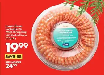 Longo's Longo's Frozen Cooked Pacific White Shrimp Ring with Cocktail Sauce offer