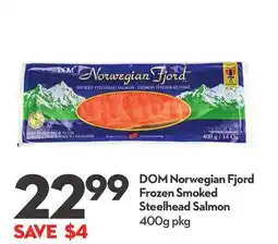 Longo's DOM Norwegian Fjord Frozen Smoked Steelhead Salmon offer