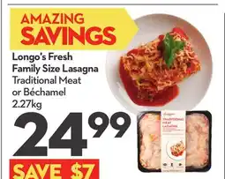 Longo's Fresh Family Size Lasagna offer