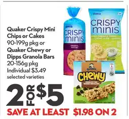 Longo's Crispy Mini Chips or Cakes 90-199g pkg or Chewy or Dipps Granola Bars 20-156g pkg offer