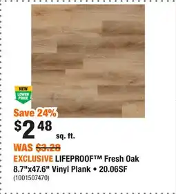 Home Depot EXCLUSIVE LIFEPROOF Fresh Oak 8.7x47.6 Vinyl Plank • 20.06SF offer