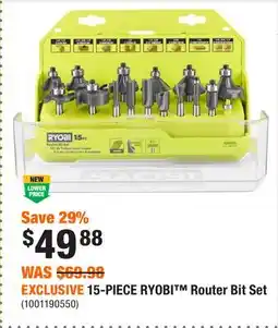 Home Depot EXCLUSIVE 15-PIECE RYOBI Router Bit Set offer