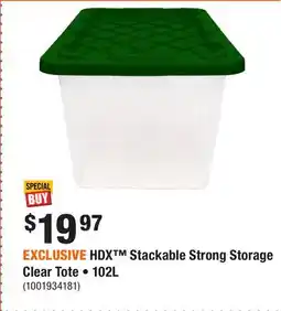 Home Depot EXCLUSIVE HDX Stackable Strong Storage Clear Tote • 102L offer