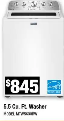 Home Depot 5.5 Cu. Ft. Washer offer