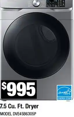 Home Depot 7.5 Cu. Ft. Dryer offer