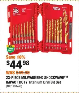 Home Depot 23-PIECE MILWAUKEE SHOCKWAVE IMPACT DUTY Titanium Drill Bit Set offer