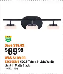 Home Depot EXCLUSIVE HDC Tatum 3-Light Vanity Light in Matte Black offer