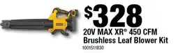 Home Depot DeWalt 20V MAX XR 450 CFM Brushless Leaf Blower Kit offer