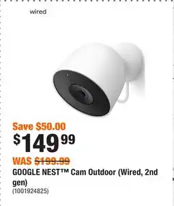 Home Depot GOOGLE NEST Cam Outdoor (Wired, 2nd gen) offer