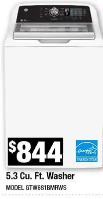 Home Depot 5.3 Cu. Ft. Washer offer