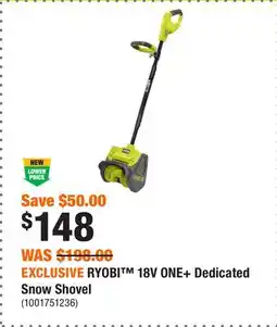 Home Depot EXCLUSIVE RYOBI 18V ONE+ Dedicated Snow Shovel offer