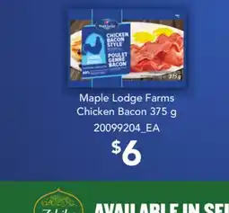 Loblaws MAPLE LODGE FARMS CHICKEN BACON, 375 G offer