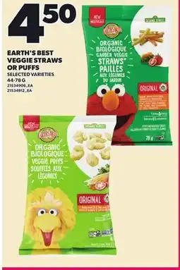 Loblaws EARTH'S BEST VEGGIE STRAWS OR PUFFS, 44-78 G offer