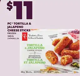Loblaws PC TORTILLA & JALAPENO CHEESE STICKS, 345G offer