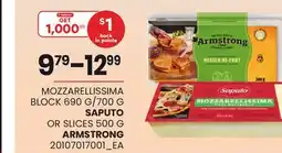 Loblaws MOZZARELLISSIMA BLOCK 690 G/700 G SAPUTO OR SLICES 500 G ARMSTRONG offer