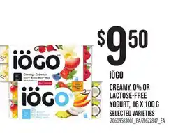 Loblaws IÖGO CREAMY, 0% OR LACTOSE-FREE YOGURT, 16 X 100 G offer
