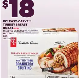 Loblaws PC EASY-CARVE TURKEY BREAST ROAST, 1 KG offer