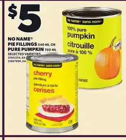 Loblaws NO NAME PIE FILLINGS, 540 ML OR PURE PUMPKIN, 769 ML offer