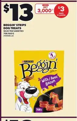 Loblaws BEGGIN' STRIPS DOG TREATS, 708/850 G offer