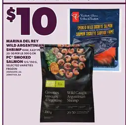 Loblaws MARINA DEL REY WILD ARGENTINIAN, 20-30 PER LB, 300 G OR PC SMOKED SALMON 125/150 G offer