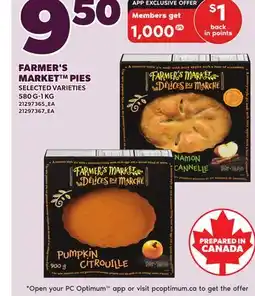 Loblaws FARMER'S MARKET PIES, 580 G-1 KG offer
