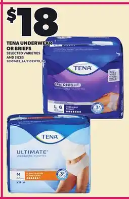 Loblaws TENA UNDERWEAR OR BRIEFS offer