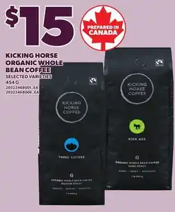Loblaws KICKING HORSE ORGANIC WHOLE BEAN COFFEE, 454 G offer