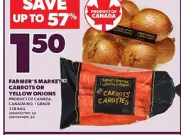 Loblaws FARMER'S MARKET CARROTS OR YELLOW ONIONS, 3 LB BAG offer