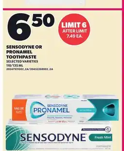 Loblaws SENSODYNE OR PRONAMEL TOOTHPASTE, 110/135 ML offer