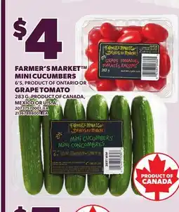 Loblaws FARMER'S MARKET MINI CUCUMBERS 6'S, OR GRAPE TOMATO, 283 G offer