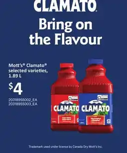 Loblaws MOTT'S CLAMATO , 1.89 L offer