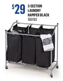 Canac 3-Section Laundry Hamper Black offer