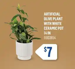 Canac Artificial Olive Plant with White Ceramic Pot offer