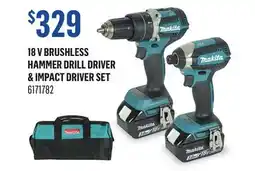 Canac 18 V Brushless Hammer Drill Driver & Impact Driver Set offer