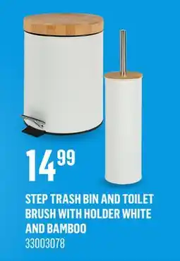 Canac Step Trash Bin and Toilet Brush with Holder White and Bamboo offer