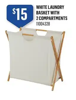Canac White Laundry Basket with 2 Compartments offer