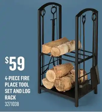 Canac 4-Piece Fireplace Tool Set and Log Rack offer