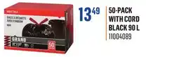 Canac Black Garbage Bags with cord 90 L offer